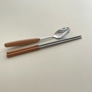 Natural Wood Handle Spoon &amp; Chopstick